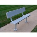 Gt Grandstands By Ultraplay 8' Aluminum Team Bench with Back and Galvanized Steel Frame, Surface Mount BE-PH00800